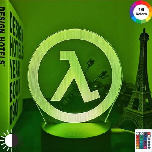 Half Life Logo Night Lamp for Game Room Decoration Cool Event Prize of Game Store Color Changing Led Night Light Gift for Him