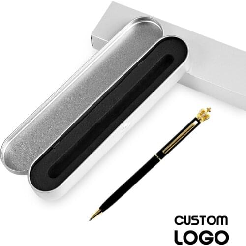 New Crown Diamond Metal Ballpoint Pens Engraved Name Ball Pens High Grade Birthday Valentines Day Gifts Stationery With Pen Box