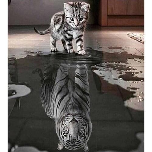 Full Square 5d Diy Diamond Painting Cat Tiger Animal Crystal Cross Stitch Needlework Mosaic Painting Home Decor Gift XN1488