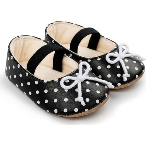 Lovely PU Newborn Baby Girls Bow Polka Dot Princess Shoes Kids Crib Sole Non-slip Sneaker Footwear 0-18M