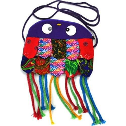 College wind retro national craft cloth bag cartoon hand cloth bag Messenger bag small casual animal bag