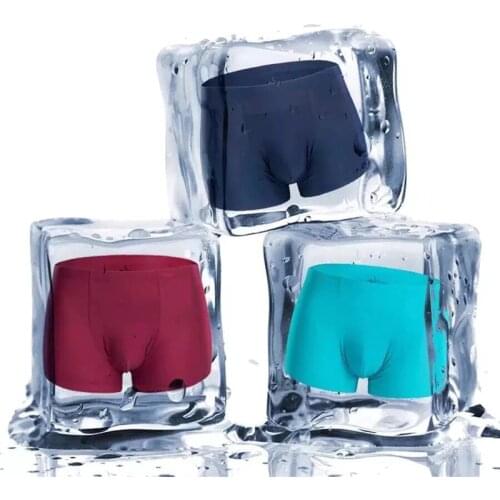 Luxury Sexy Mens Boxers Solid Color Ice Silk Seamless Soft Thin Male Underwear Man Underpants Homme Cueca L-3XL