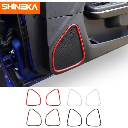 SHINEK Car Door Stereo Speaker Audio Sound Decoration Ring Cover Stickers ABS Interior Accessories For Dodge Charger 2015-2020
