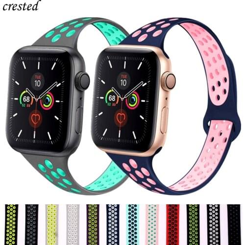 Slim strap For Apple Watch band 40mm 44mm iWatch Band 38mm 42mm Breathable silicone belt bracelet Apple watch series 3 4 5 6 se