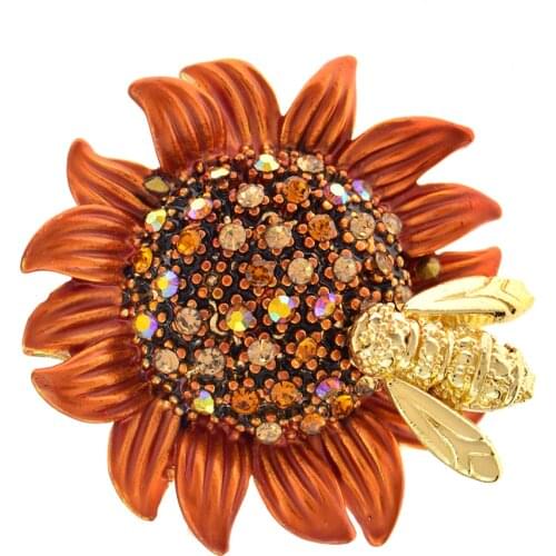 CINDY XIANG Sunflower With Rhinestone Stamen Brooches For Women And Men Daisy Flower Insect Bee Pins Brooch Jewelry Accessories
