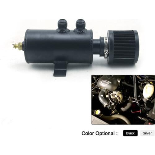 Universal 0.75L Oil Catch Can Tank with Breather Filter Aluminium 10 AN Round Brushed Baffled Separator bracket