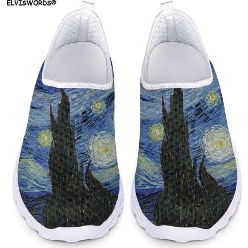 ELVISWORDS Women Galaxy Shoes Woman Flats Sneakers Fashion Painting Printing Spring Summer Beach Lazy Shoes for Girls Loafers