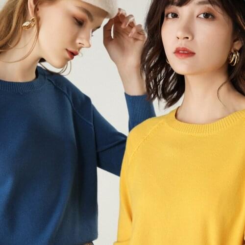 2019 Cashmere wool Sweater Women solid color Pullover o-neck sweater female Long sleeve Knitted jumpers