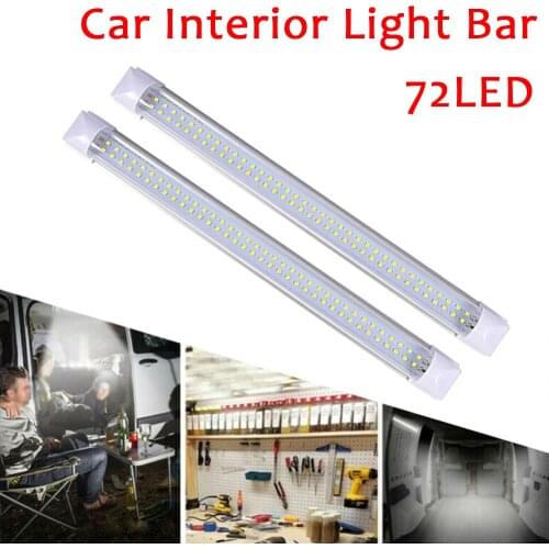 1/2Pcs 12V 72 LED Car Interior Light Strip Bar Lamp Van Bus Caravan On/Off Switch Car Trunk Lamp Led Luggage Compartment Light