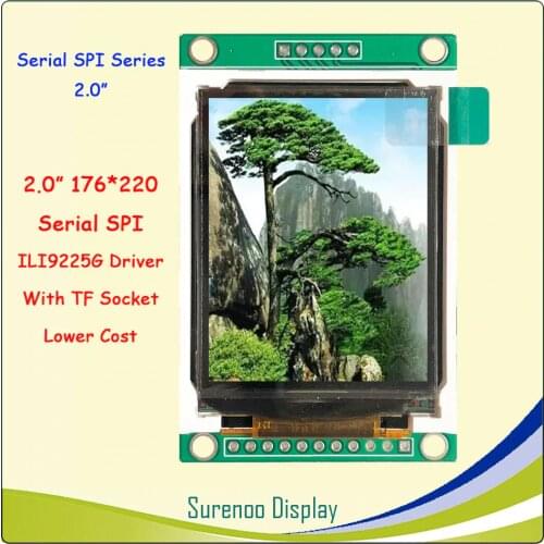2.0 inch 176*220 Serial SPI TFT LCD Module Display Screen Driver IC ILI9225G Without Touch Panel for Arduino