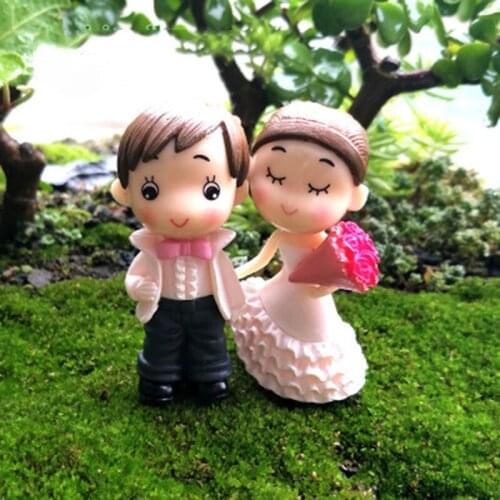 ZOCDOU 2 Pieces Resin Man Women Lovers Wedding Marry Couple Boy Girl Gift People Model Small Figurine Crafts DIY Home Ornament