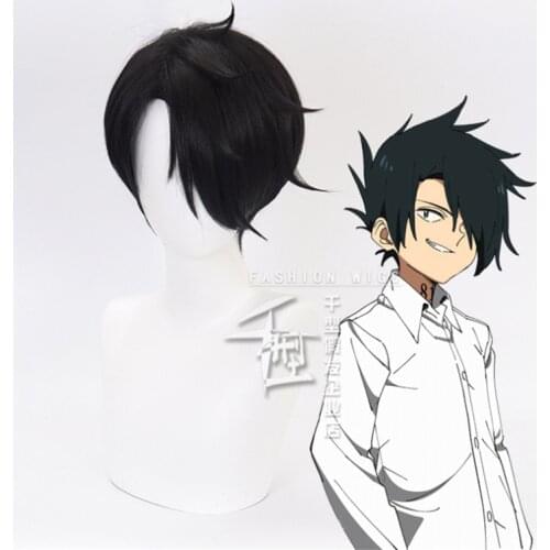 25cm Anime The Promised Neverland Ray Wig Cosplay Wigs Playing Black Hair Halloween 1:1 Wigs