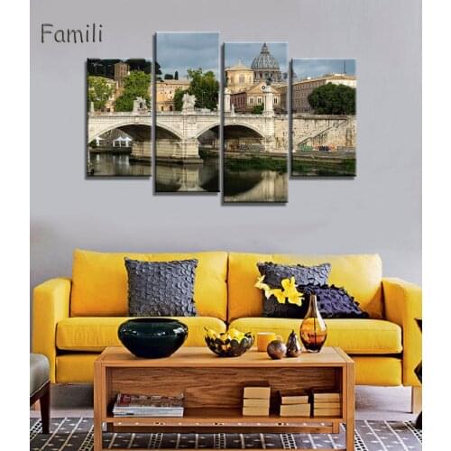 4pcs Lake And Dolomites Nature Landscapes in Italy canvas fabric Poster wall art Room Decor Home Decoration,quadro decorativo