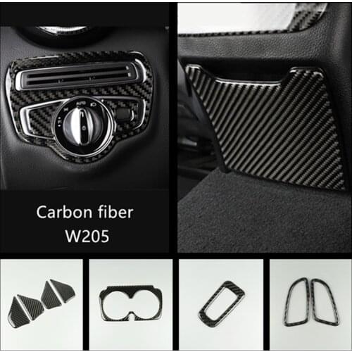 Car Window Glass Lifting Buttons Frame Decoration Sticker Trim For Mercedes Benz C Class W205 GLC X253 Water Cup Holder Decals