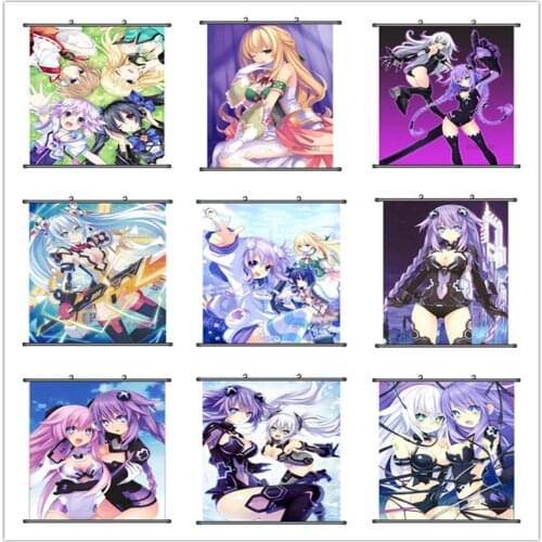 Coscase Japanese Anime Decorative Picture Hyperdimension Neptunia Purple Heart Noire Home Decor Wall Scroll Poster