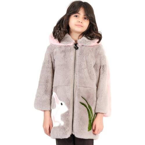 Modaqueen store girl colorfur rabbit and grass figure accessory orylag rex rabbit fur jacket