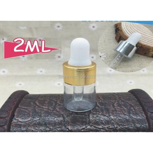 2ML Essential Oil Vial, 2ml Pipette Dropper Vials, Glass Bottle with Rubber Dropper, Cosmetic Glass Bottles, 100pcs/Lot