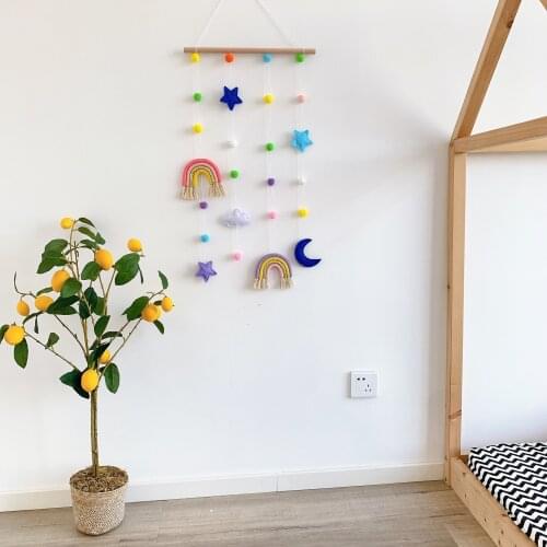 INS Art Decoration Nordic Style Woven Rainbow Childrens Hairpin Hair Accessories Storage Wall Hanging Photo Organizer Wall