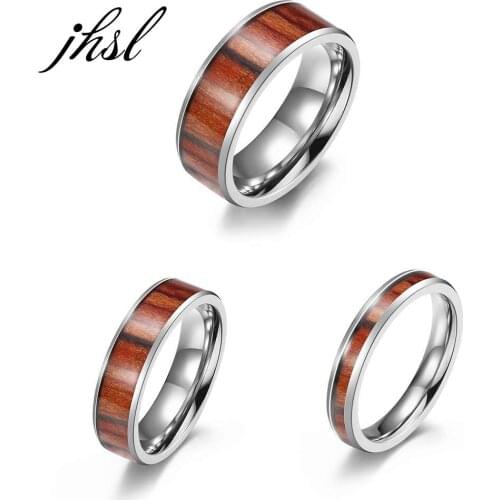 JHSL Wood Pattarn Simple Men Rings Fashion Jewelry Gift High Polishing Top Quality Stainless Steel US Size 6 7 8 9 10 11 12