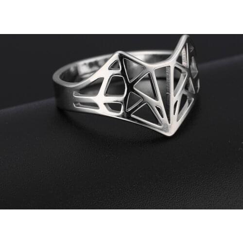 Skyrim Origami Fox Ring Stainless Steel Casual Resizable Gold Color Finger Rings Jewelry Wedding Band Anniversary Gift for Women