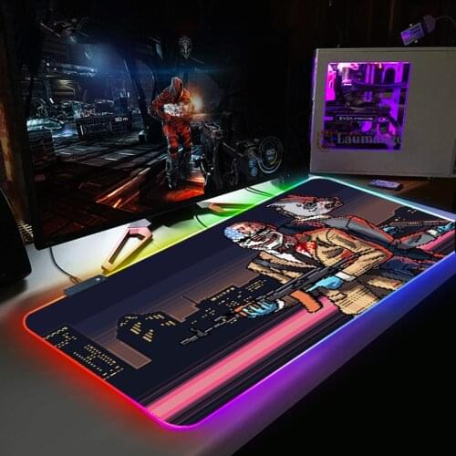 Anime-hotline miami Mouse Pad XXL USB LED Color Lighting Locking-Edge Thickened RGB Mouse Pad Speed Control Gamer Keyboard Desks
