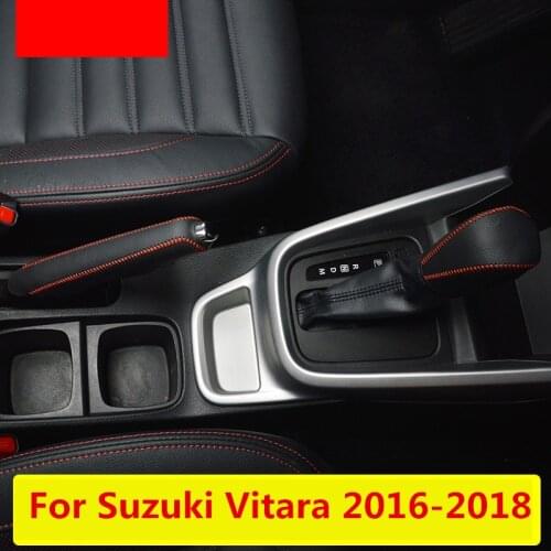 For Suzuki Vitara 2016-2018 Leather Center Console Gear Shift decorative Sleeve Handbrake Protective Sleeve Interior decoration