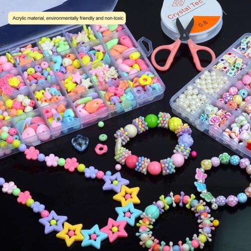 Creative 24 Grid Beaded Necklace Toy Kids Girls DIY Jewelry Handmade Accessory Parent-child Interactive Educational Games Toys