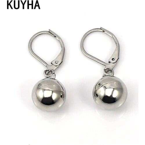 Round Bead Earrings for Womens/Girls Lovely Metal Clip-on Trendy Simple Shiny Ball Silver Color Earring Fashion Jewelry
