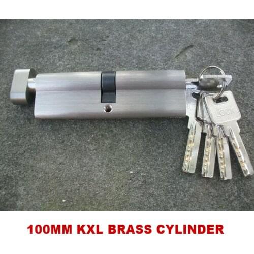KXL 100MM BRASS CYLINDER ONE SIDE WITH KEY AND THE OTHER SIDE WITH KNOB SUIT FOR DOOR THICKNESS 7-8CM