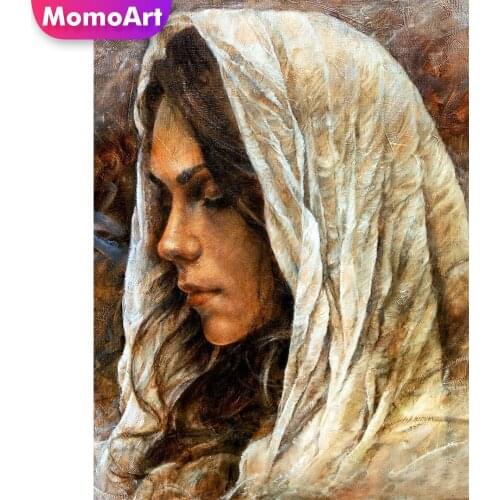 MomoArt DIY Diamond Mosaic Woman Full Square Diamond Painting Portrait Cross Stitch Embroidery Needlework Art Decor For Home