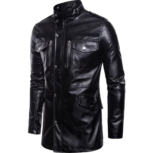 2021 brand foreign trade European and American mens jacket leather youth stand collar punk mens motorcycle leather