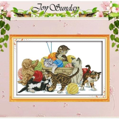 The Cats are Playing Patterns Counted Cross Stitch DIY 11 14CT Cross Stitch Set Chinese Cross-stitch Kit Embroidery Needlework