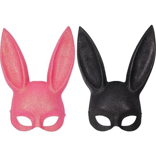 New Women Girl Sexy Rabbit Ears Mask Cute Bunny Long Ears Bondage Mask Halloween Masquerade Party Cosplay Mask