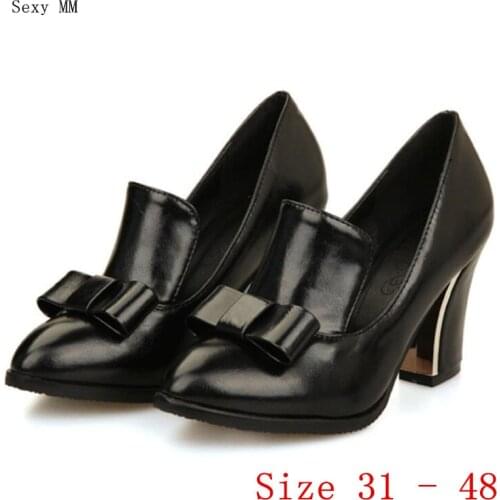 Square High Heels Pumps Women Oxfords Career Shoes Woman High Heel Shoes Kitten Heels Small Plus Size 31 - 48