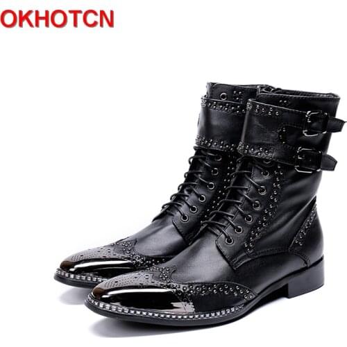 OKHOTCN Men's Motorcycle Boots