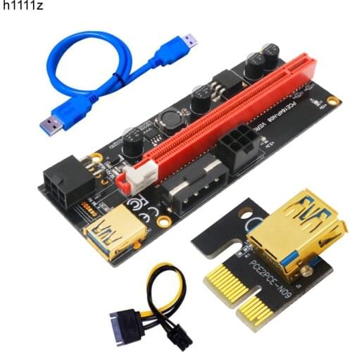 New PCI-E pcie Riser 009 Express 1X 4x 8x 16x Extender PCI E USB Riser 009S GPU Dual 6Pin Adapter Card SATA 15pin for BTC Mining