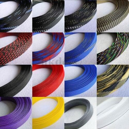 PET Nylon Braided Sleeve Tube 10 mm Width Car Audio Cable Wire Sleeving Sheath