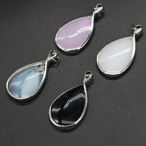 Natural Stone Pendant Water drop shape Semi-Precious Exquisite Charm for Jewelry Making DIY Necklace Earrings Accessories