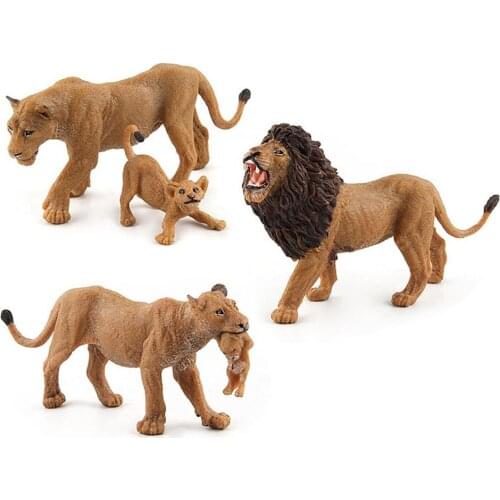 Realistic Lion Figure Family Lions Action Toy Figures With King Lion Lionesses Cubs Toys Collector Decoration Animal Model