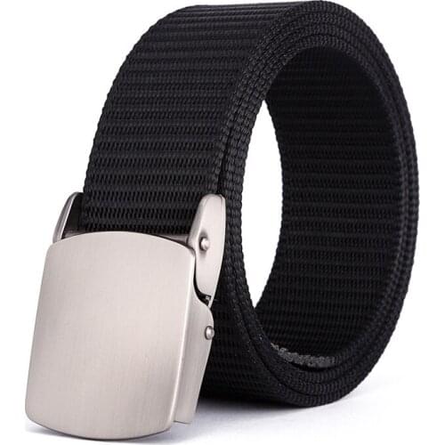 Unisex belt Quality solid color Nylon Alloy Automatic buckle Men belt outdoor casual cowboy Men and Women belt