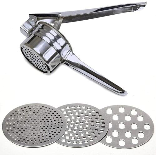 Stainless Steel Potato Drainer Manual Grinder Suitable For Potatoes Fruits Vegetables Baby Food Interchangeable Discs