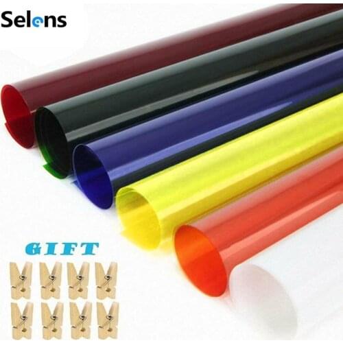 Selens 6 Pcs 40*50cm Gel Color Filter Paper with Wood Clips for Red Head Redhead Light