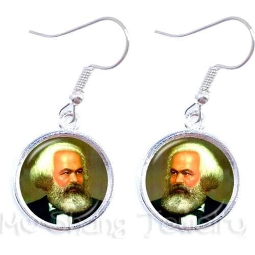 Karl Marx Philosopher 16 MM Earrings Socialism Marxism Glass Cabochon Drop Earrings Souvenir Gift For Women Girl
