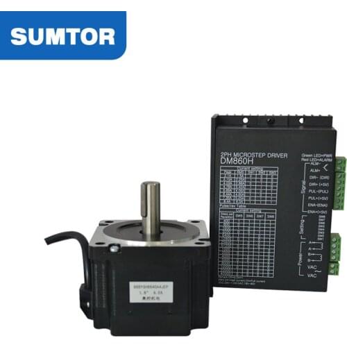 Stepper motor 12v nema 34 4.5N.m holding torque 80mm motor body length and 256 subdivision DM860H driver