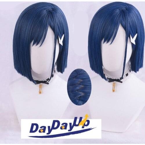 DARLING In The FRANXX 015 ICHIGO Blue Short Role Play Cosplay Heat Resistant Synthetic Hair Halloween Party + Wig Cap + Hairpin
