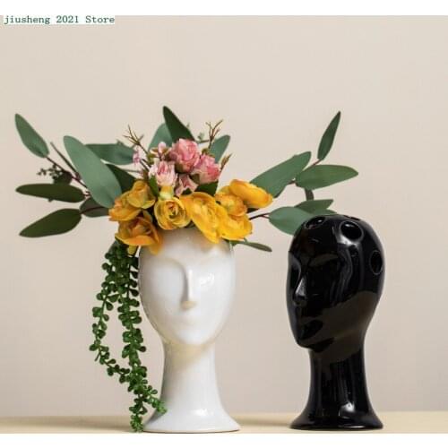 Modern Ceramic Human Flower Vase Decorations Home Living Room Decoration Accessories Interior Decor Halloween Holiday Ornaments
