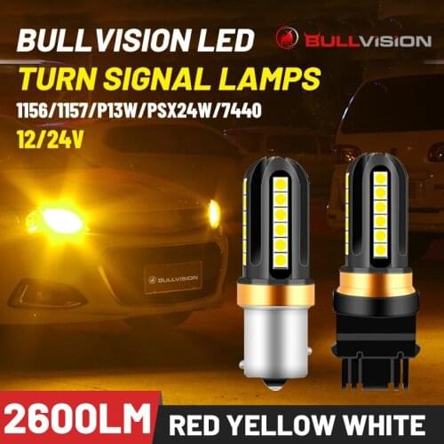 Bullvision Bau15S H8 Led Running Lights For Car 1157 H11 7443 1156 3157 Daytime Turn Signal 360 7440 P13W Psx24W Diode Autolamps