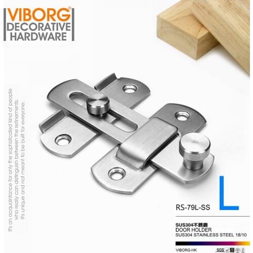 VIBORG Deluxe Solid SUS304 Stainless Steel Surface Door Bolt Lock Door Latch Locks Door Safety Guard Latch