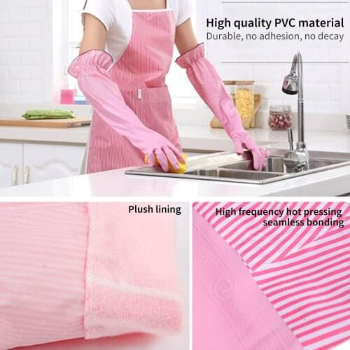 1Pairs Rubber Latex Gloves 40cm Clean Long Gloves Winter Work Safety Gloves Woman Clean Tool Waterproof Dishwashing Household