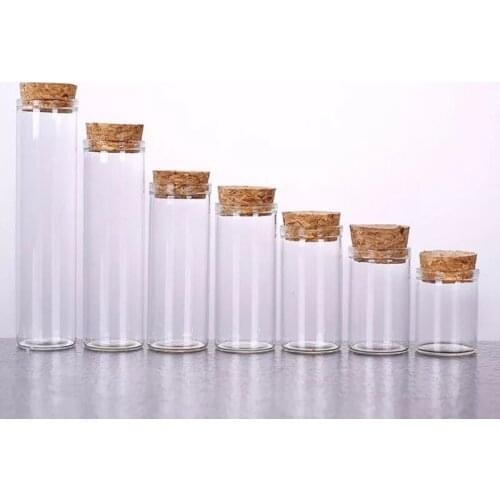 10pcs/lot 15ml 20ml 30ml 35ml 40ml 50ml 60ml Glass Test Tube Terrarium with Cork Stopper Spice Storage Bottle Container Jars